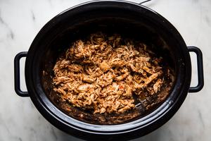 crock pot chicken taco meat shredded in a crockpot