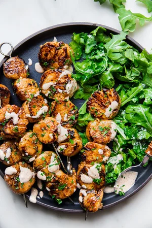 honey and smoked paprika Grilled Scallops with Lemon Aioli 5