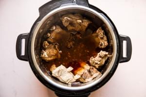 4 lbs pork cooked ribs in an instant pot with brown sugar sauce