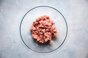 ground beef and ground mild Italian sausage mixed with breadcrumbs