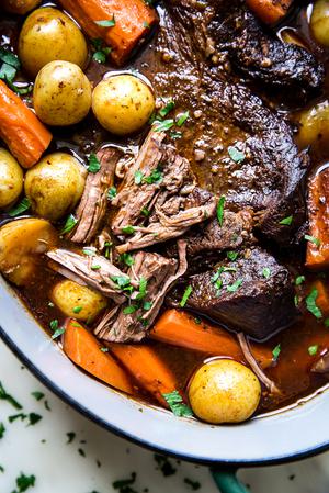 pot roast in a large dutch oven