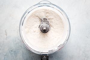flour crumbled with butter in a food processor