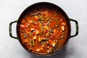 homemade vegetable soup in a large pot