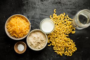 dried macaroni, grated parmesan, heavy cream, shredded cheddar cheese and salt for instant pot mac and cheese