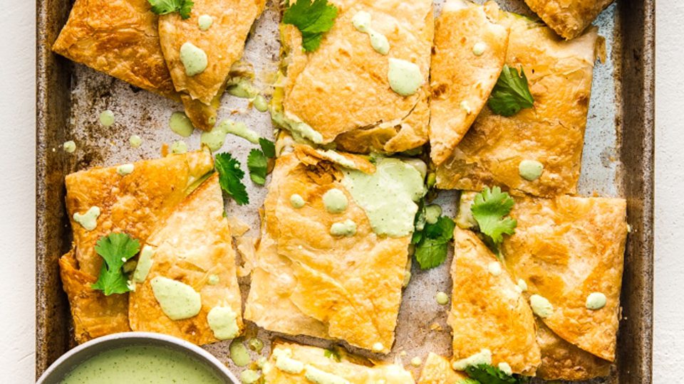 Sheet Pan Quesadilla with Jalapeño Ranch