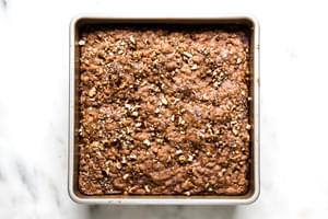 homemade apple crumb cake in a baking pan