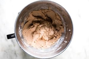 homemade apple crumb cake batter in a mixing bowl