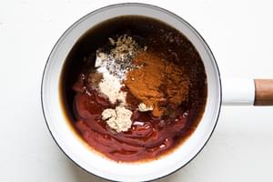 homemade BBQ sauce ingredients in a saucepan