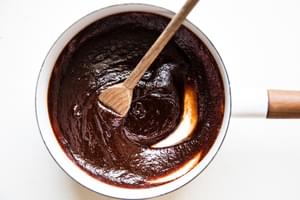 homemade BBQ sauce made in a saucepan