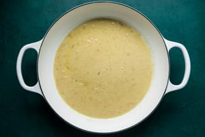 Homemade Beurre Blanc (French Butter Sauce) in a skillet