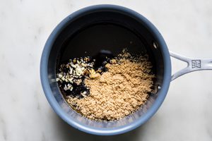 balsamic vinegar, brown sugar and garlic in a small sauce pan