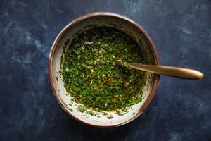 chimichurri sauce in a bowl
