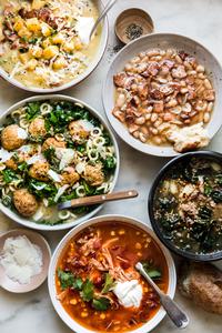 5 bowls soup all made with only 5 ingredient each