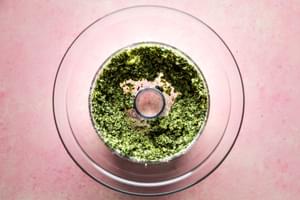 roasted broccoli pesto in a food processor