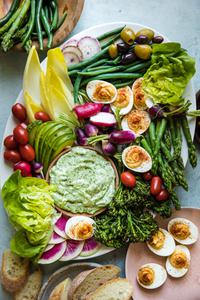grand aioli on a plater with vegetables