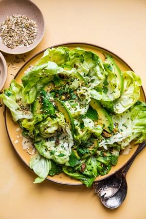 Herby Seedy Butter Lettuce Salad with Tahini Dressing