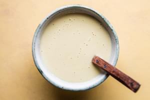 toasted sesame tahini dressing in a bowl