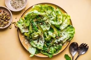 Herby Seedy Butter Lettuce Salad with Tahini Dressing