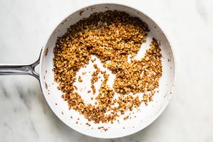 panko and olive oil in a pan