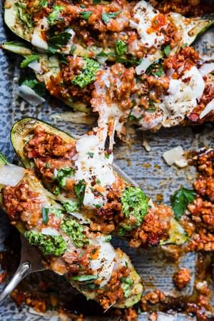 Lasagna Stuffed Zucchini Boats