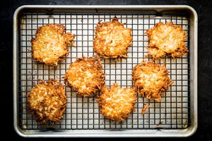 homemade latkes  on a cooling rack