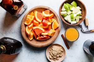 oranges, brown sugar, green apples, cinnamon stick, oranges, triple sec for sangria