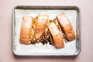 salmon baked with ponzu, brown sugar, garlic powder, ginger, sesame oil and cornstarch