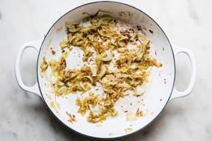fennel cooked in olive oil and salt in a skillet