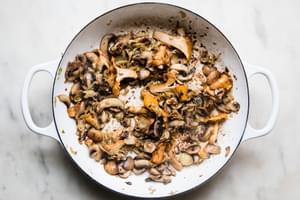 fennel, mushrooms, chilies, parsley, salt and pepper in a skillet