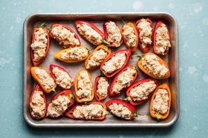 mini stuffed peppers on a baking sheet