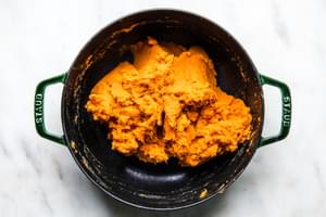mashed sweet potatoes in a large pot