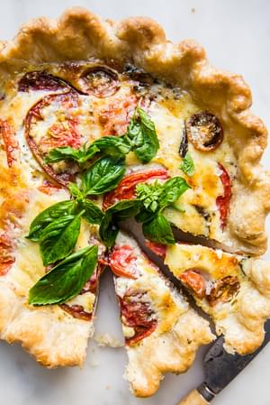 Tomato Basil and Caramelized Onion Quiche