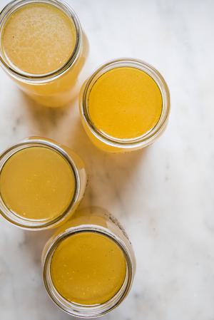 homemade turkey stock in glass jars