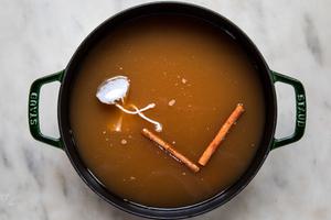 homemade wassail in a pot