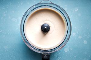 homemade white bean hummus in a food processor