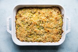 zucchini bake in a casserole dish
