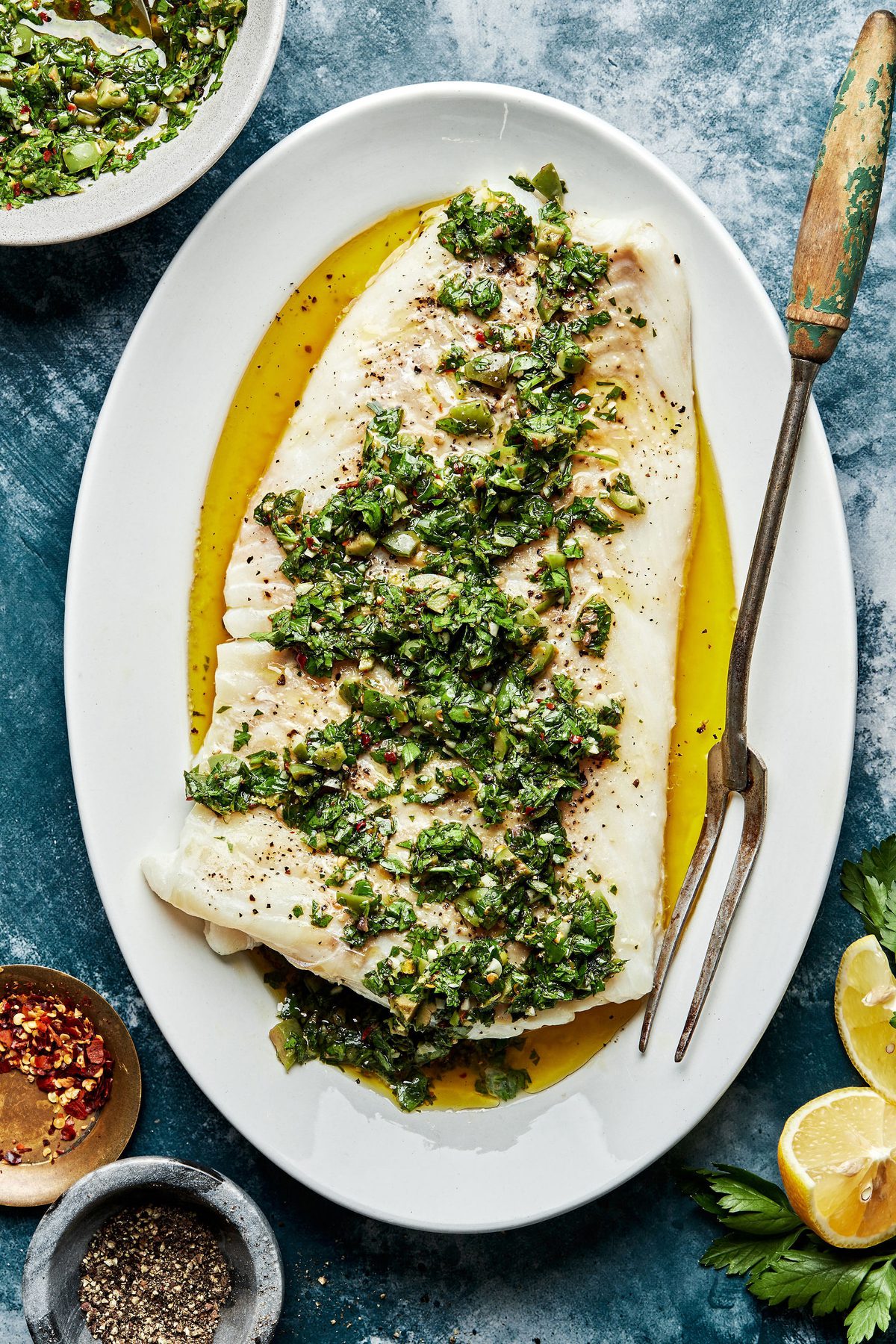 Extar Cod Baked Cod with Parsley Olive Tapenade | The Modern Proper