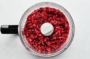 fresh cranberries pulsed in a food processor until coarsely ground
