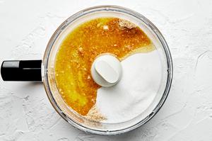 graham crackers, melted butter and sugar in a food processor for making crust for key lime pie