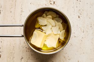 olive oil, butter and garlic in a small sauce pan to make lemon garlic sauce