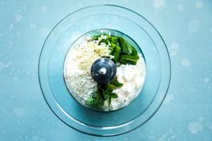 mayonnaise, garlic, parmesan cheese, jalapeño oregano in a food processor for creamy oregano dressing