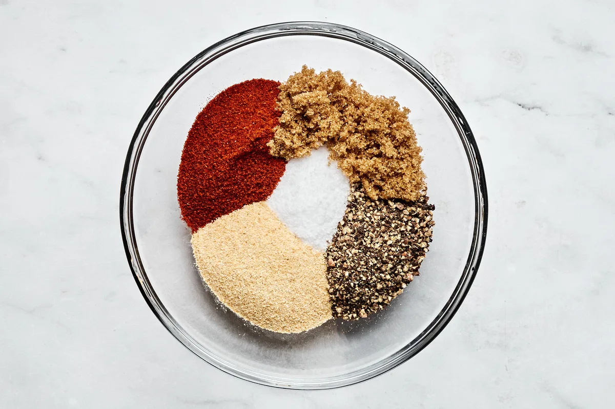 salt, sugar, paprika, pepper, and garlic powder to season a whole chicken to make beer can chicken