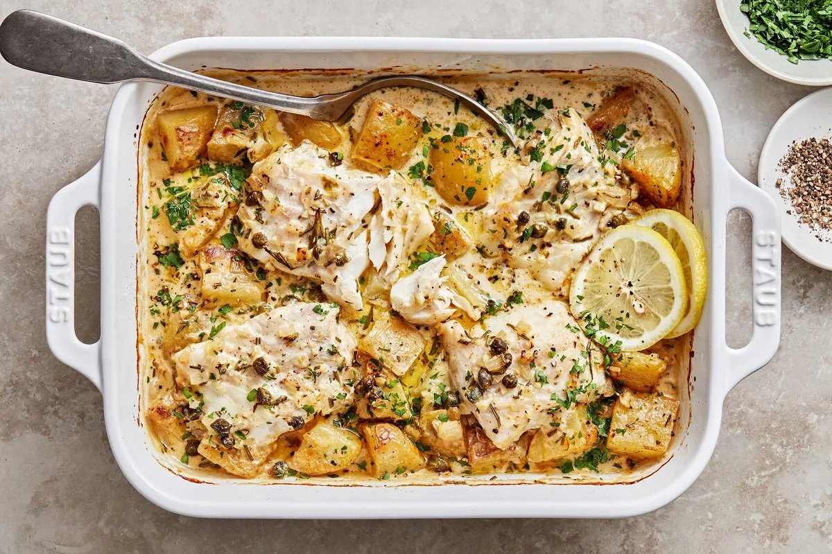 Cod & Potatoes in Rosemary Cream Sauce | The Modern Proper