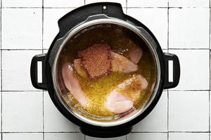 chicken, salsa and taco seasoning in an Instant pot