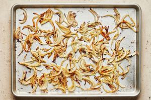 roasted fennel on a baking sheet