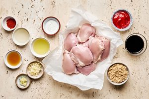 ingredients laid out to make grilled huli huili chicken, a hawaiian summer time meal