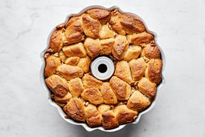 Monkey bread with flavors of brown sugar, cinnamon and vanilla in a bundt pan fresh from the oven. The perfect cozy treat.