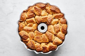 Monkey bread with flavors of brown sugar, cinnamon and vanilla in a bundt pan fresh from the oven. The perfect cozy treat.