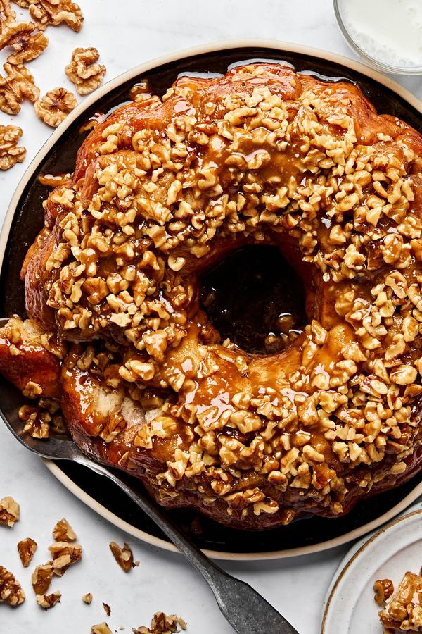 Homemade monkey bread topped with crunchy walnuts, baked to golden perfection, the perfect brunch or holiday breakfast