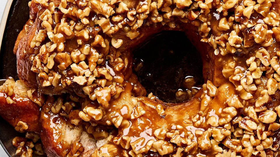 Homemade monkey bread topped with crunchy walnuts, baked to golden perfection, the perfect brunch or holiday breakfast